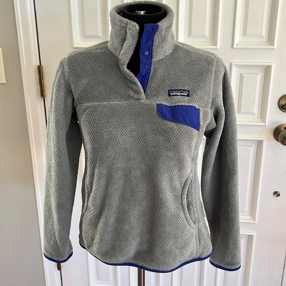 Patagonia Re-Tool Snap T Fleece Pullover Sweatshirt Grey Blue - Picture 1 of 6
